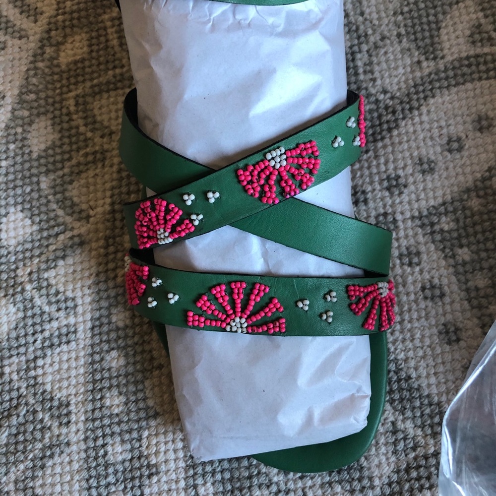 Green Beaded Sandals